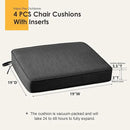 Outdoor Sunbrella Square Corner Seat Cushion, 19"x19"x3", Set of 4, Non Slip Seat Cushion Pads with Removable Cover for Patio Furniture, Garden Yard Lawn, Spectrum Carbon by GreenHaven Gardens