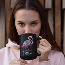 Beautiful Flamingo Animal Mug, Customized Name Flamingo Coffee Cup, Personalized Flamingo Lover Black Mug, Gift For Girlfriend, Colorful Animal Cup, Custom Flamingo Ceramic Cup 11oz 15oz by CozyNest Decor