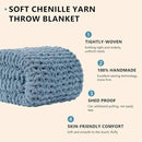 L'AGRATY Chunky Knit Blanket Throw: 80''x90'' Chenille Chunky Knitted Throw Blankets for Bed Couch - Handmade Thick Big Cable Knit Blanket - Large Crochet Rope Blankets for Home Decor(Airy Blue) by CozyNest Decor