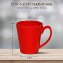 DISCOUNT PROMOS Glossy Ceramic Latte Coffee Mug 12 oz. Set of 10, Bulk Pack - Perfect for Tea, Espresso, Cappuccino, Hot Cocoa - Red by CozyNest Decor