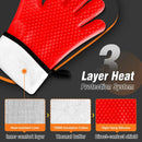 Walfos Silicone BBQ Gloves - Heat Resistant Grilling Gloves, Premium Non-Slip Kitchen Silicone Oven Mitt with Protective Cotton Layer Inside, Waterproof, Great for Grilling, Kitchen and Cooking, Red by GreenHaven Gardens