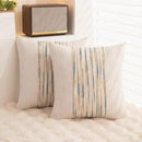 Boho Throw Pillow Covers 18x18 Set of 2 Farmhouse Decorative Cushion Case Striped Square Pillows Cover Chenille Pillow Cases Accent Neutral Pillowcase for Sofa Couch Bed,Yellow-Blue by CozyNest Decor