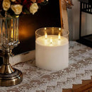Homemory 6X6'' Extra Large Flameless Candle with 3 Wicks, Glass LED Pillar Candle, Real Wax Battery Operated Candle with Remote Control and Timer, Pure White by CozyNest Decor