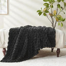 NEWCOSPLAY Super Soft Throw Blanket Black Premium Silky Flannel Fleece 3D Clouds Stylish Jacquard Lightweight Bed Blanket All Season Use 350GSM (Black, Throw(50"x60")) by CozyNest Decor