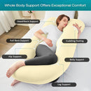 Sasttie Pregnancy Pillows for Sleeping, U Shaped Cooling Full Body Pregnancy Must Haves, 57 Inch Maternity Pillow for Pregnant Women, Pillow with Removable Cover for Side Sleeper, Light Yellow by TinyTreasures Baby Boutique