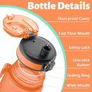 OLDLEY 25 oz Water Bottle, Motivational Water Bottle with Time Marker, Sports Water Bottle With Strap, Leakproof & BPA Free Large Water Bottles for School, Gym, Travel, Outdoor, Tritan,Orange&Green by CozyNest Decor