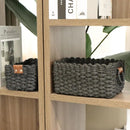 Paper rope Small Storage baskets for Organizing,Cute woven Little basket for Home，Shelves, Bathroom,Decorative basket,Set of 3 (Black) by GreenHaven Gardens