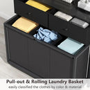 Laundry Hamper Laundry Basket with 3 Section Pull-Out Rolling Bags & 2-Tier Storage Shelf, Laundry Sorter for Organization and Storage with 2 Drawers for Laundry Room, Bathroom by CozyNest Decor