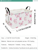 FANKANG Storage Bins, Nursery Hamper Canvas Laundry Basket Foldable with Waterproof PE Coating Large Storage Baskets for Kids Boys and Girls, Office, Bedroom, Clothes,Toys(Rec-pink butterfly by TinyTreasures Baby Boutique