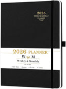 2026 Planner - 2026 Planner Weekly and Monthly, JAN 2026 - DEC 2026, Calendar Planner with Hardcover,Thick Paper, Back Pocket, Notes Pages, Pen Loop (9" x 11") - Black by TinyTreasures Baby Boutique