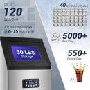 Commercial Ice Maker Machine 120LBS/24H with 30LBS Storage Bin, 15" Wide Undercounter/Freestanding Ice Maker Machine for Home Bar Outdoor, 40PCS Ice Cubes Ice Machine, Self Cleaning by CozyNest Decor