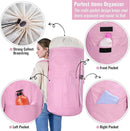 Laundry Bag Backpack, 125L Extra Large Travel with Shoulder Straps, Adjustable & Extendable Design, Laundry Hamper Bag with 3 Pockets for Laundromat, College, Travel, Camping (Pink) by TinyTreasures Baby Boutique