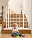 Baby Gate for Stairs, 30'' Tall 29.5-46" Extra Wide Dog Gate for Stairs Walk Thru Auto Close Metal Pet Gate for The House, Stairs and Doorways Child Gate Pressure Mounted Safety Gate Indoor - White by TinyTreasures Baby Boutique