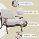 Wahson Set of 2 Mid Century Chair, Upholstered Accent Armchairs, with Wood Frame and Linen Cushions, Leisure Slipper Chair for Living Room/Bedroom, Cream by CozyNest Decor