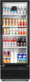 Tylza Commercial Refrigerator with Glass Door Display Beverage Fridge, 350L Upright Beverage Cooler Merchandiser with Rebound Door, Fast Cooling, Low Noise, Black by CozyNest Decor