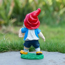 Outdoor Gnome Sculpture Soccer Garden Gnome Statue, 9.8 x 5.1 x 3.5 inches, Red Hat with Blue Jersey The for Football Enthusiasts by CozyNest Decor