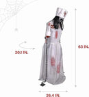 Haunted Hill Farm Life-Size Animatronic Convulsing Nurse by Tekky Halloween Decoration with Motion-Activated Sounds by CozyNest Decor