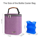 Breast Milk Cooler Bag with Ice Pack Fits 4 Baby Bottles Up to 9 Ounce, Baby Bottle Bag Great for Nursing Mom Daycare, Purple by TinyTreasures Baby Boutique