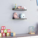 Picture Ledge Wall Shelves 16 inch Width Set of 2, Solid Pine Wood Rustic Floating Ledge Shelves for Wall for Kids' Room Bedroom Kitchen Bathroom Living Room Nursery Display Wall Decor, Grey by TinyTreasures Baby Boutique