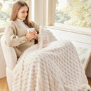 NEWCOSPLAY Super Soft King Blanket Ivory Premium Silky Flannel Fleece 3D Clouds Stylish Jacquard Lightweight Bed Blanket All Season Use 350GSM (Ivory, King(90"x110")) by CozyNest Decor