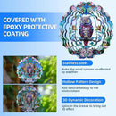 Wind Spinners Outdoor, FACIACC Owl Metal 3D Hanging Garden Decor, 12-inch Stainless Steel Wind Spinner with Tail Spinner, Wind Sculptures for Indoor Patio Lawn Yard, Ornament Gift for Women/Men by GreenHaven Gardens