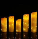 danip flameless Candle, with Embedded String Lights, 5-Piece LED Candles, with 10-Key Remote Control, 24-Hour Timer Function, Dancing Flame, Real Wax, Battery-Powered. (Ivory White) by CozyNest Decor