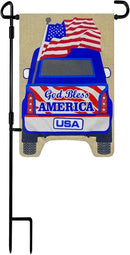 TOPFLAGS Garden Flag Stand with American Garden Flags God Bless America and Car Yard Flag 12x18 Inch Holder Pole Stake Double Side for Outside with Clips and Stopper for Memorial Day 4 th of July by CozyNest Decor