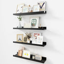 Picture Ledge Shelf, Wood Floating Shelves Set of 4, 24 inch Picture Ledge Shelves, Photo Ledge Nursery Book Shelves Wall Mounted for Living Room Kids' Room Bedroom, Color Black by TinyTreasures Baby Boutique