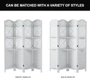 Room Divider with Shelves, 68.9inch Wood Carved and Louvered Wall Divider Freestanding, 4 Panels Folding Partition Screen for Bedroom Home Office (White) by CozyNest Decor