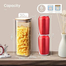 Square Glass Jars with Bamboo Lids 30 FL OZ [Set of 6], Glass Canisters with Airtight Lid, Glass Food Storage Container for Pasta, Flour, Sugar, Rice, Best for Kitchen & Pantry by CozyNest Decor