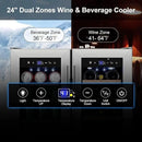 Tylza Wine and Beverage Refrigerator 24 Inch Dual Zone, French Door Wine and Beverage Cooler 24'' Built-In or Freestanding Drink Fridge, Under Counter Beer Refrigerator by CozyNest Decor