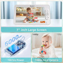7" 1080P Full HD Split-Screen Baby Monitor,100 Hrs 5000mAh Battery Runs 4 Days with Flexible Bracket,No WiFi Baby Monitor with 2 FHD Cameras Hack-Proof,4X Zoom,2-Way Talk,Temp Alert/Lullabies/VOX by TinyTreasures Baby Boutique