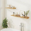 Floating Picture Ledge Shelves 36 Inch Solid Oak Wood Set of 2, Rustic Wall Storage Shelves with Lip, Kids Bookshelf, Photo & Picture Ledge Shelves for Bedroom, Living Room, Kitchen by CozyNest Decor