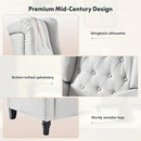 Softa Recliner Chair for Adults, Mid Century Wingback Pushback Accent Chair with Rivet Decoration, Tufted Upholstered Single Sofa Armchair for Living Room, Bedroom, Study (Fabric, Cream) by CozyNest Decor