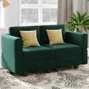 Belffin Modular Loveseat Sofa Couch with Storage Seats Velvet 2 Seater Love Seats for Small Spaces Green by CozyNest Decor