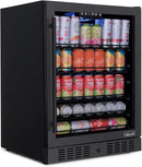 Newair 24" Beverage Refrigerator 177 Can Capacity, Black Stainless Steel Mini Fridge with Built-in Cooler and Glass Door, Cool your Soda, Beer, and Beverages to 37F by CozyNest Decor