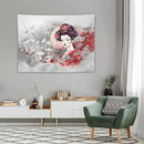 Japanese Geisha Tapestry Asian Red Cherry Blossom Traditional Kimono Folk Tapestries Home Decor for Living Room Bedroom Apartment Farmhouse Dorm 40"x30" by CozyNest Decor
