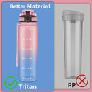 OLDLEY 32 oz Water Bottle, Motivational Water Bottle with Time Marker, Sports Water Bottle With Strap, Leakproof & BPA Free Large Water Bottles for School, Gym, Travel, Outdoor, Tritan,Pink&Blue by CozyNest Decor