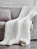 YnM Chunky Throw Blanket, Medium-Weight, Hand Knitted, Skin Friendly, Ventilated and Breathable, Machine Washable, Home Décor Piece for Couch, Sofa and Bed (White, 50x70 Inch) by CozyNest Decor