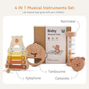 IEATFO Baby Musical Instruments - Your Child's First Musical Toys with Castanet Rainmaker Tambourine Xylophone - Baby Friendly Design Wooden Instruments Set Grow with Your Boys and Girls by TinyTreasures Baby Boutique