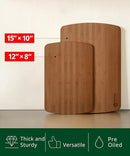 ROYAL CRAFT WOOD Cutting Boards for Kitchen - Wooden Cutting Board for Meal Prep & Serving, Non-Toxic Bamboo Chopping Board, Carbonized Bamboo Durable Charcuterie & Lightweight Serving Boards (2 pcs) by CozyNest Decor