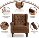 High Back Accent Chair,Upholstered Faux Leather Wingback Armchair with Solid Wood Legs for Small Spaces,Comfy Single Sofa Chair for Living Room,Bedroom,Office-Brown by CozyNest Decor