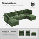 134.6" Oversized Modular Sectional Sofa, 6 Seater U Shaped Couch with Storage Ottoman with Reversible Chaise Deep Seat for Living Room, Apartment - Chenille Green by CozyNest Decor