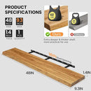 Floating Shelves for Wall, 48"x9.3" Rustic Solid Live-Edge Elm Wood Wall Shelves, Heavy-Duty Floating Shelves with Invisible Brackets for Living Room, Bedroom, and Kitchen, Natural Finish by CozyNest Decor