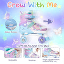 Nattork Kids Roller Skates for Girls Boys Kids, 4 Sizes Adjustable Quad Skates Butterfly and Flower with All Light up Wheels - Birthday Gift for Indoor Outdoor Sports by TinyTreasures Baby Boutique