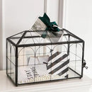 Wedding Card Box with Slot, 12.6'' Large Glass Card Boxes for Reception, Black Geometric Holder, Clear Decorative Storage Box with Lock for Baby Shower, Birthday Party, Christmas, Bridal Shower by CozyNest Decor