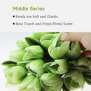 Buart Artificial Tulip in Bulk for Home Kitchen Wedding Bridal Bouquet,Fake Flowers for Valentine's Day Mother's Day Easter Table Centerpieces Decorations(Green,Real-Touch,12pcs) by CozyNest Decor
