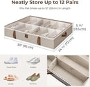 StorageWorks Under Bed Shoe Storage Organizer, Underbed Shoes Container with Adjustable Dividers, Shoe Storage Basket with Cover, Brown, 2-Pack, Space-Saving Shoe Box Fits up to 24 Pairs by CozyNest Decor