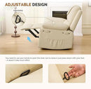 Recliner Chair with Electric Massage Adjustable Footrest & Heat, Manual Leather Recline for Adults Living Room Remote Control (Beige) by CozyNest Decor