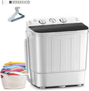 Portable Mini Twin Tub 18lbs Washing Machine With Drying Rack& 10 Hangers, 11lbs Washer & 7lbs Spinner, Small Laundry Washer with Time Control for Camping, Apartments, RV (18lbsBlack) by CozyNest Decor